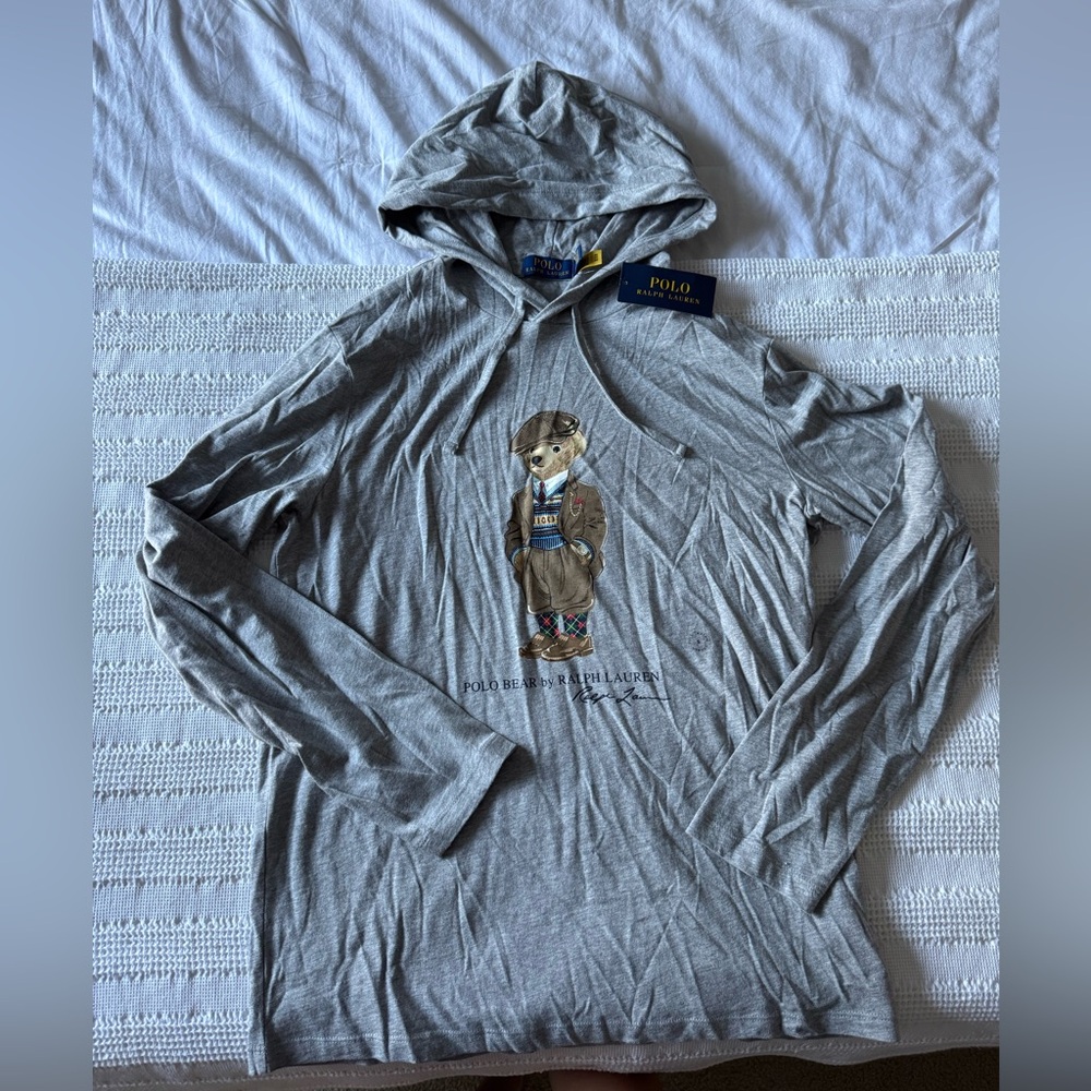 Ralph Lauren Polo Bear Graphic Long Sleeve Hoodie T-Shirt
